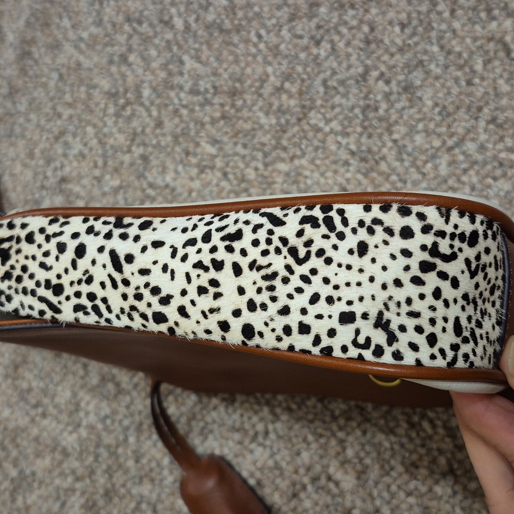 Fossil Memoir Novella Turn Lock Flap Brown & Cream Leather Crossbody Bag/Purse - Picture 3 of 15